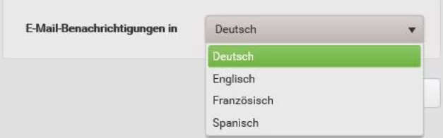 Benutzereinstellungen Sprachauswahl