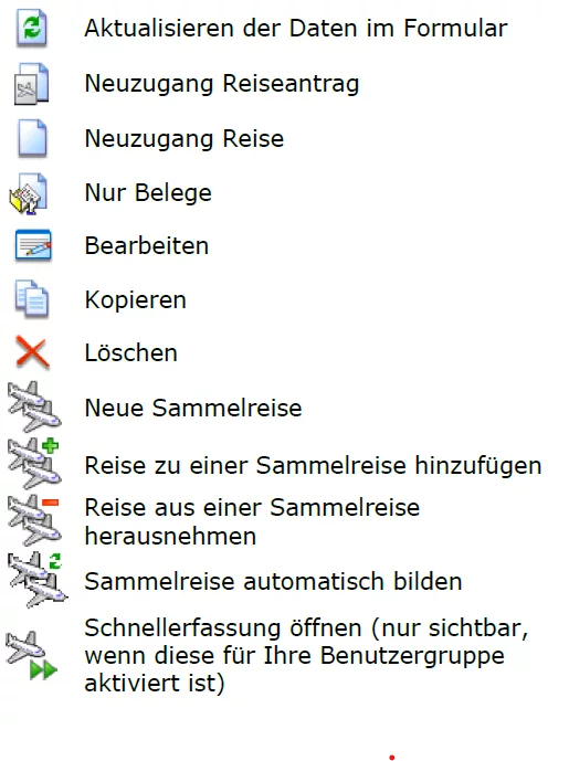 Menüpunkt auswählen