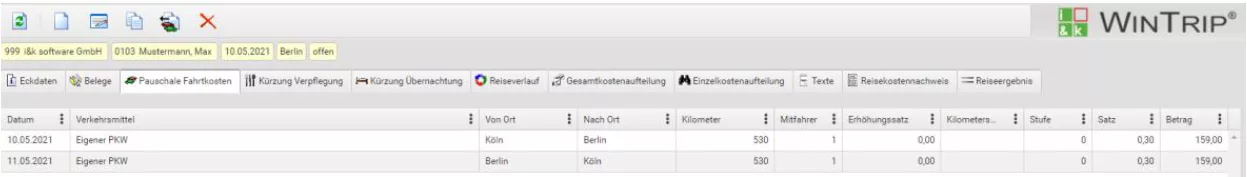 Pauschale Fahrtkosten